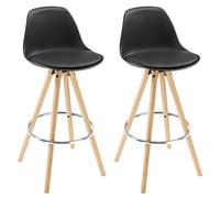 WOLTU Tabouret de Bar Lot de 2, avec Dossier, en PU, Noir