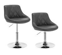 WOLTU Tabouret de Bar, Lot de 2, Chaise Coiffeuse en PU, Gris | Tabouret de bistrot Pivotante, Réglable en Hauteur 42-58 cm, avec Dossier, Structure métallique, pour Cuisine, Salon Chambre