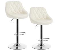 WOLTU Tabouret de Bar Lot de 2, Chaise de Bar Haute Cuisine, Réglable en Hauteur, Siège pivotant à 360° Confortable, avec Dossier et Repose-Pieds, pour Cuisine, Salle à Manger, en Similicuir, Crème