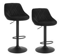 WOLTU Tabouret de Bar Lot de 2, Chaise de Bar Haute Cuisine, Réglable en Hauteur, Siège pivotant à 360° Confortable, avec Dossier et Repose-Pieds, pour Cuisine, Salle à Manger, en Velours, Noir