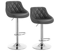 WOLTU Tabouret de Bar Lot de 2, Chaise de Bar Haute Cuisine, Réglable en Hauteur, Siège pivotant à 360° Confortable, avec Dossier et Repose-Pieds, pour Cuisine, Salle à Manger, en Similicuir, Gris
