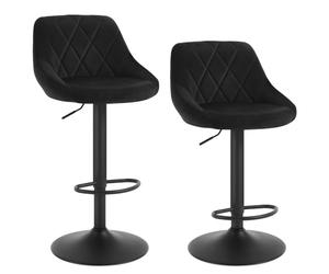WOLTU Tabouret de Bar Lot de 2, Chaise de Bar Haute Cuisine, Réglable en Hauteur, Siège pivotant à 360° Confortable, avec Dossier et Repose-Pieds, pour Cuisine, Salle à Manger, en Velours, Noir