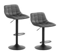 WOLTU Tabouret de Bar Lot de 2, Réglable en hauteur, Velours, Gris Foncé | Tabouret Haut, Chase de Bistro, avec dossier, Pivotant à 360°, pour Salle à Manger, Cuisine