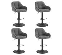 WOLTU Tabouret de Bar Lot de 4, avec Dossier, Chenille+Velours, Gris Foncé | Chaise Haute, Siège Rembourré Pivotant, Réglable en Hauteur, 63-84cm, Repose-Pieds, pour Cuisine, Salle à Manger