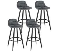 WOLTU Tabouret de Bar Lot de 4, avec Dossier,Velours, Gris Foncé | Chaise Cuisine Haute, Repose-pieds, Assise Rembourrée, Hauteur d'Assise 70 cm, Métal, pour Cuisine, Salon, Salle à Manger