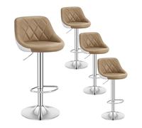 WOLTU Tabouret de Bar Lot de 4, Chaise de Bar Haute Cuisine, Réglable en Hauteur, Siège pivotant à 360° Confortable, avec Dossier et Repose-Pieds, pour Cuisine, Salle à Manger, en Similicuir, Kaki