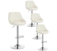 WOLTU Tabouret de Bar Lot de 4, Chaise de Bar Haute Cuisine, Réglable en Hauteur, Siège pivotant à 360° Confortable, avec Dossier et Repose-Pieds, pour Cuisine, Salle à Manger, en Similicuir, Crème