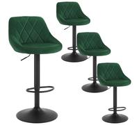 WOLTU Tabouret de Bar Lot de 4, Chaise de Bar Haute Cuisine, Réglable en Hauteur, Siège pivotant à 360° Confortable, avec Dossier et Repose-Pieds, pour Cuisine, Salle à Manger, en Velours, Vert Foncé