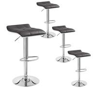 WOLTU Tabouret de Bar Lot de 4, Tabourets Pivotants à 360° avec Repose-Pieds, Réglable en Hauteur, en Similicuir PU et Métal, pour Bar Cuisine Salon Cafétéria, Gris
