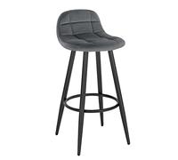 WOLTU Tabouret de bar Moderne, Chaise de Cuisine Haute avec Dossier, Repose-pieds et Assise Rembourrée, Tabouret en Velours et Métal, Hauteur d'Assise 70 cm, Gris Foncé BH364dgr-1