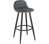WOLTU Tabouret de Bar, avec Dossier, Velours, Gris Foncé | Chaise Cuisine Haute, Repose-pieds, Assise Rembourrée, Hauteur d'Assise 70 cm, Métal, pour Cuisine, Salon, Salle à Manger