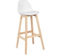 WOLTU Tabouret de bar,pieds en bois,Tabouret de cuisine,siège en similicuir,Blanc