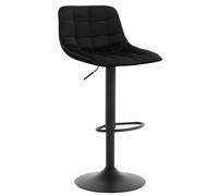 WOLTU Tabouret de Bar, Réglable en Hauteur, Velours, Noir | Tabouret Haut, Chase de Bistro, avec dossier, Pivotant à 360°, pour Salle à Manger, Cuisine