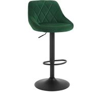 WOLTU Tabouret de bar siège bien rembourré en velours , Chaise de bar, Hauteur réglable pieds en métal, Vert Foncé