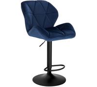 WOLTU Tabouret Bar, Hauteur Réglable, en Velours, Bleu