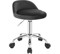 WOLTU Tabouret de Bureau avec Dossier, Chaise d'ordinateur à roulettes, Réglable en Hauteur 43-54,5cm, Gris foncé BS127dgr