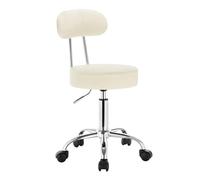 WOLTU Tabouret de Bureau, avec Dossier, en PU, Crème