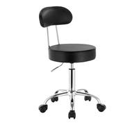 WOLTU Tabouret de Bureau Tabouret à roulettes avec Dossier,Chaise pivotante Chaise de Bureau Hauteur réglable,Noir