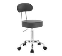 WOLTU Tabouret de Bureau Tabouret à roulettes avec Dossier,Chaise pivotante Chaise de Bureau Hauteur réglable,Gris
