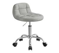 WOLTU Tabouret de Bureau, Tabouret Coiffeuse, Velours, Gris Clair | Tabouret avec Dossier Réglable en Hauteur Entre 43,5 et 55cm, Pivotant à roulettes