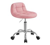 WOLTU Tabouret de Bureau, Tabouret Coiffeuse, Velours, Rose | Tabouret avec Dossier Réglable en Hauteur Entre 43,5 et 55cm, Pivotant à roulettes