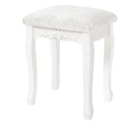 WOLTU Tabouret de Coiffeuse Style Baroque, Tabouret de Maquillage Rembourré, Blanc Crème, 37x30x50cm, MB6015cm