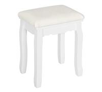 WOLTU Tabouret de Coiffeuse, Chaise Coiffeuse Chambre, Velours, Blanc | Revêtement, Chaise de Maquillage Rembourré, Pouf Banc Piano Style Baroque, Chambre à Coucher, Pieds en Bois Massif