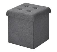WOLTU Tabouret de Rangement Pliant, Tabouret Cubique, Pouf Coffre de Rangement avec Couvercle Rembourré, pour Salon, Entrée, Chambre, 30x30x31 cm, Gris foncé