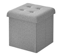 WOLTU Tabouret de Rangement Pliant, Tabouret Cubique, Pouf Coffre de Rangement avec Couvercle Rembourré, pour Salon, Entrée, Chambre, 30x30x32 cm, Gris Clair