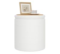 WOLTU Tabouret de Rangement Rond, pouf coffre avec espace de rangement, Ø40,5 x H43 cm, en Tissu Polaire, en Blanc