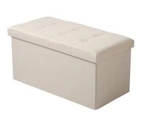 WOLTU Tabouret pliant pouf pliable coffre boîte de rangement en lin,76x37,5x38cm,Crème Blanc
