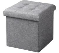 WOLTU Tabouret pouf coffre Boîte de rangement repose-pied cube,siège pliable et multifonctionnel 37,5x37,5x38cm,Gris Clair