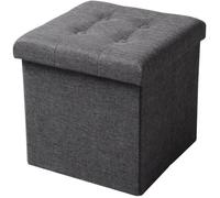 WOLTU Tabouret pouf coffre Boîte de rangement repose-pied cube, siège pliable gagner de l'espace 37,5x37,5x38cm,Gris foncé