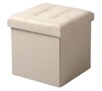 WOLTU Tabouret pouf coffre Boîte de rangement repose-pied cube, siège pliable gagner de l'espace 37,5x37,5x38cm, Crème Blanc