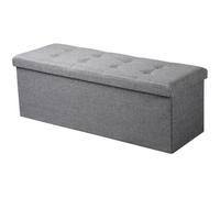 WOLTU Tabouret Pouf coffre de rangement rectangulaire pliable, coffre multifonctionnel, 110x37,5x38cm,Gris Clair