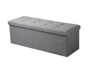 WOLTU Tabouret Pouf coffre de rangement rectangulaire pliable, coffre multifonctionnel, 110x37,5x38cm,Gris Clair