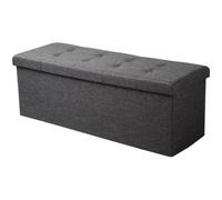WOLTU Tabouret Pouf coffre de rangement rectangulaire pliable, couvercle amovible, 110x37,5x38cm,Gris Foncé