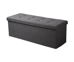 WOLTU Tabouret Pouf coffre de rangement rectangulaire pliable, couvercle amovible, 110x37,5x38cm,Gris Foncé