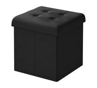 WOLTU Tabouret Pouf de Rangement en Lin, Coffre Repose-Pied Pliable | 37,5x37,5x38cm, Noir