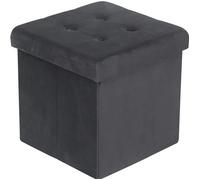 WOLTU Tabouret Pouf de Rangement en Velours,Coffre Repose-Pied Pliable 37,5x37,5x38cm,Gris