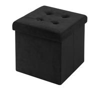 WOLTU Tabouret Pouf de Rangement en Velours,Coffre Repose-Pied Pliable 37,5x37,5x38cm, Noir