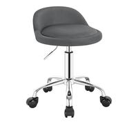 WOLTU Tabouret de Bureau avec Dossier, Chaise d'ordinateur à roulettes, Réglable en Hauteur 43-54,5cm, Gris foncé BS127dgr