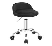 WOLTU Tabouret roulettes, Tabouret de Bureau, Velours, Noir | Petie Dossier, Pivotant à 360° Réglable en Hauteur, pour Coiffure, Maquillage, Cuisine, Clinique, Pub, Moderne
