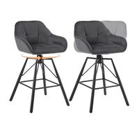 WOLTU Tabourets Bar en Velours Lot de 2, Siège Rembourré Pivotant à 360°, Chaise Bar, avec Dossier et Repose-Pieds, Cadre en Métal, Gris Foncé, BH397dgr-2