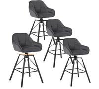 WOLTU Tabourets Bar en Velours Lot de 4, Siège Rembourré Pivotant à 360°, Chaise Bar, avec Dossier et Repose-Pieds, Cadre en Métal, Gris Foncé, BH397dgr-4