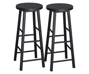 WOLTU Tabourets Bar Lot de 2, Chaise Bar Cuisine Haute, avec Repose-Pieds, Structure en Acier Stable, pour Bistrot et Salle à Manger, Design Industriel, Noir