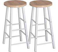 WOLTU Tabourets Bar Lot de 2, Tabouret Haut Cuisine, avec Repose-Pieds, Structure en Acier Stable, Chaise de Bar pour ilot Central Cuisine, Bistrot et Salle à Manger, Design Industriel, Chêne Clair