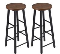 WOLTU Tabourets Bar Lot de 2, Structure en Acier Stable, Hêtre Foncé | Chaise de bar, Design Industriel, avec repose-pieds, pour Bistrot, Cuisine, Salle à Manger
