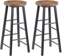 WOLTU Tabourets Bar Lot de 2, Structure en Acier Stable, Noir+Vintage | Chaise de bar, Design Industriel, avec repose-pieds, pour Bistrot, Cuisine, Salle à Manger