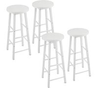 WOLTU Tabourets Bar Lot de 4, Chaise Bar Cuisine Haute, avec Repose-Pieds, Structure en Acier Stable, pour Bistrot et Salle à Manger, Design Industriel, Blanc+Blanc